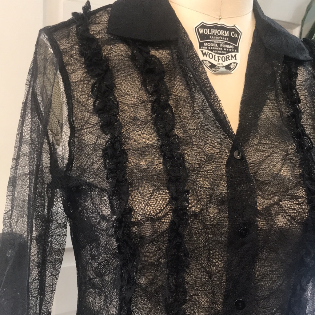 Randolph Duke Black Lace Shirt Size 2